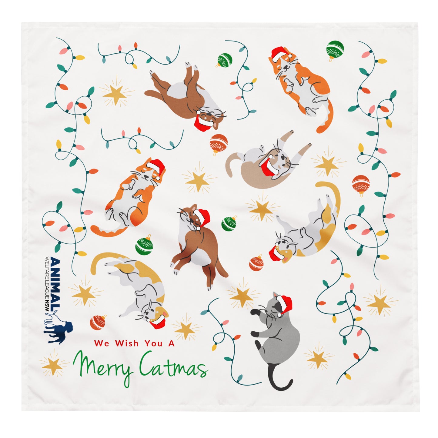 Merry Catmas White Bandana