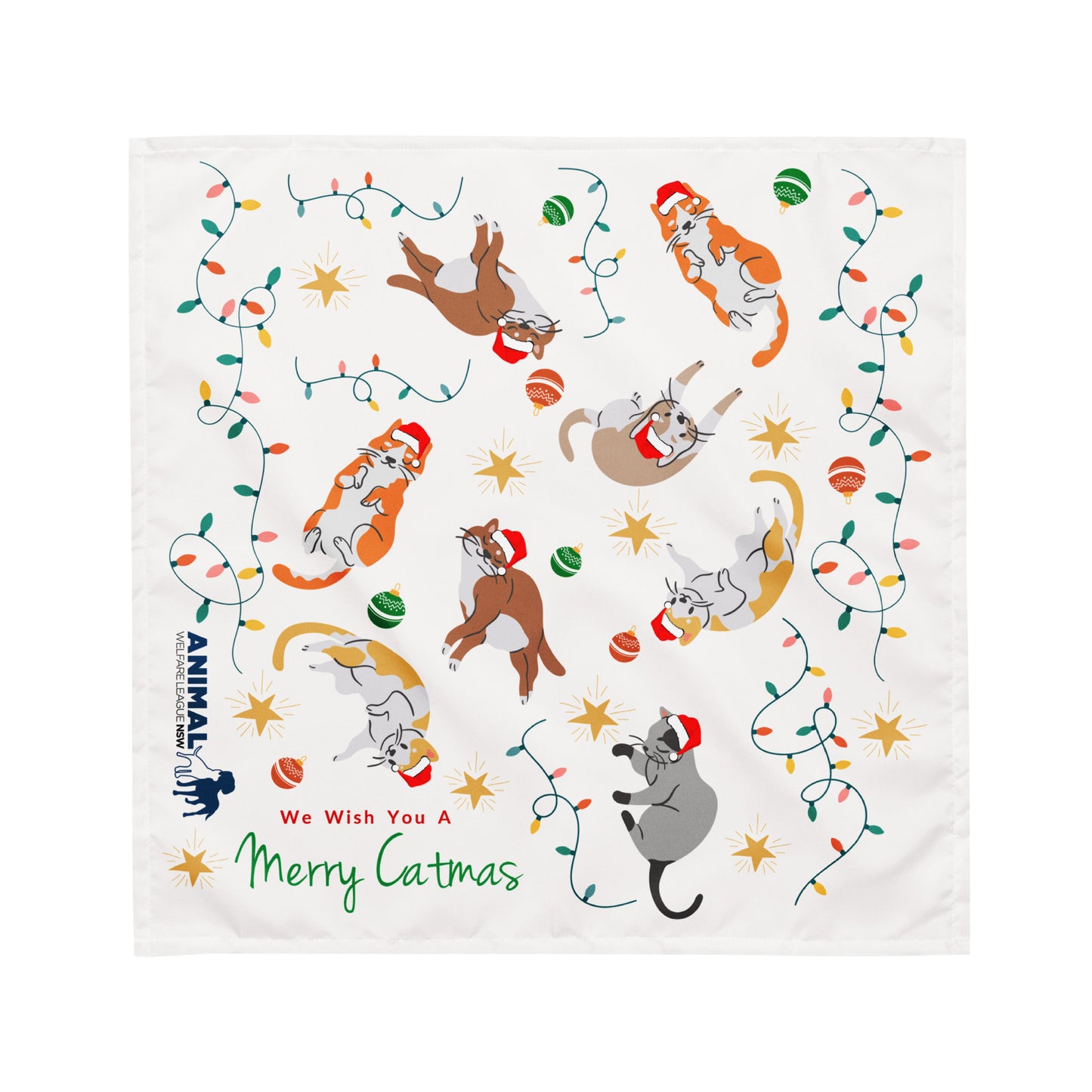 Merry Catmas White Bandana