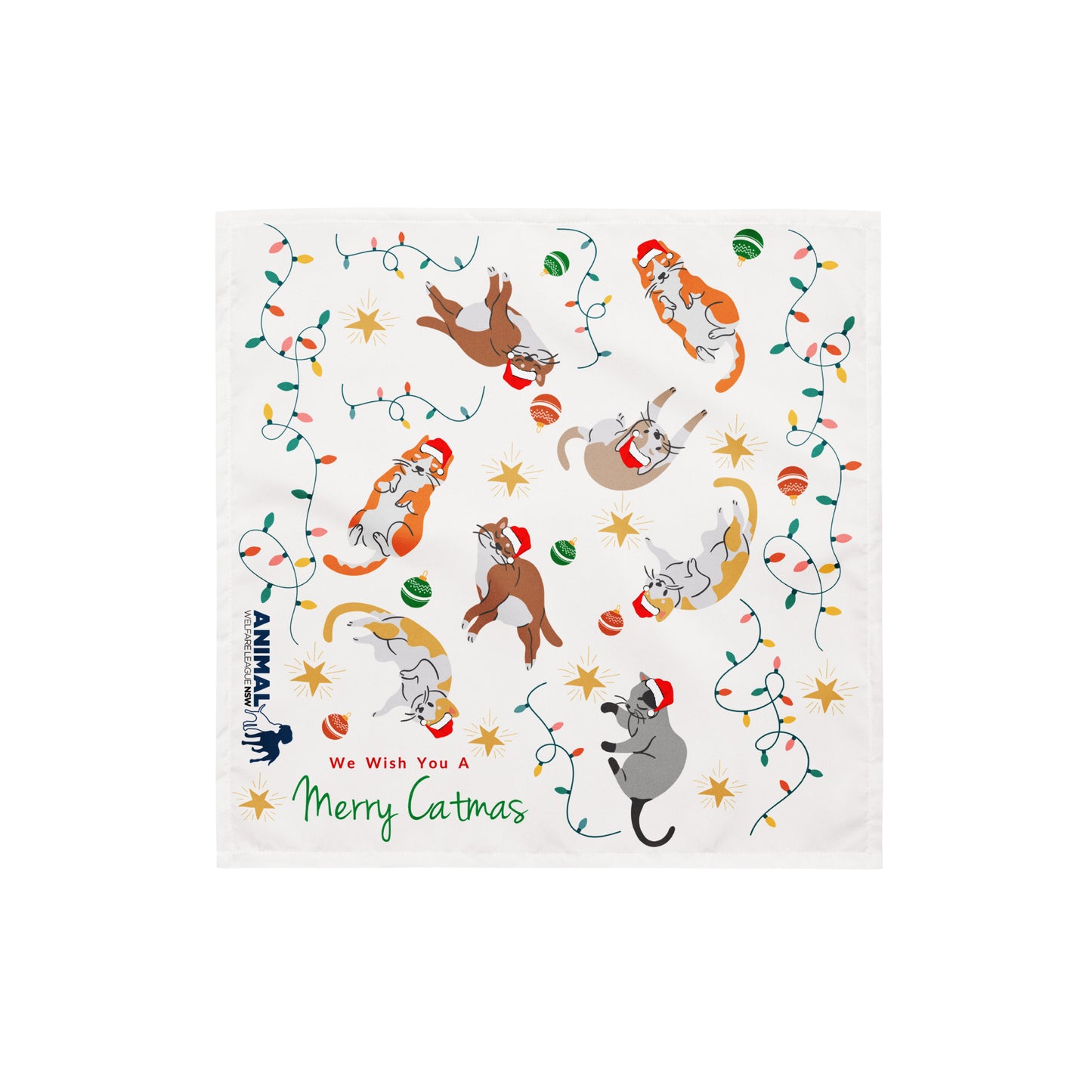 Merry Catmas White Bandana